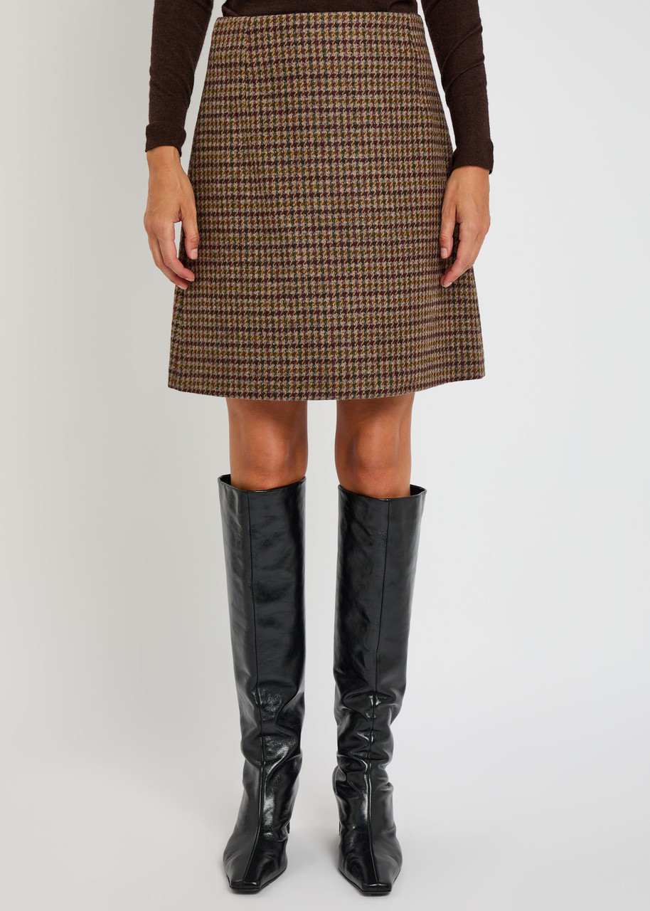 Weekend Max Mara Houndstooth Wool-blend Mini Skirt In Brown