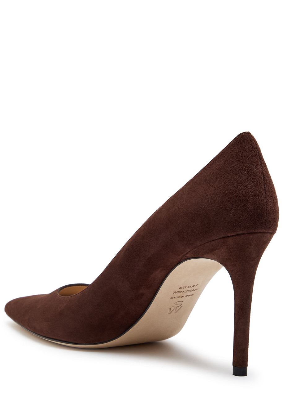 Stuart Weitzman Stuart Power 85 Suede Pumps In Brown