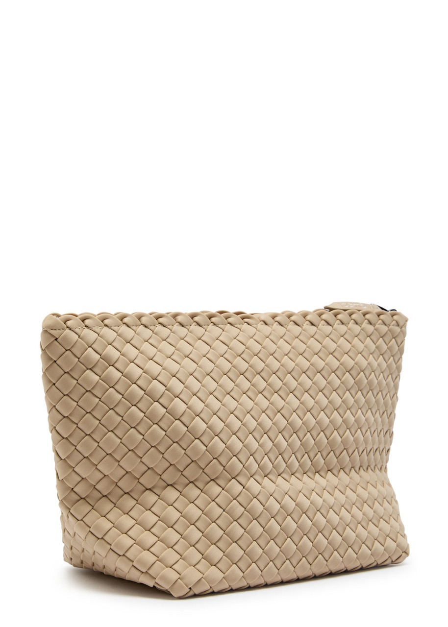 Naghedi Portofino Medium Woven Nylon Wash Bag In Sand
