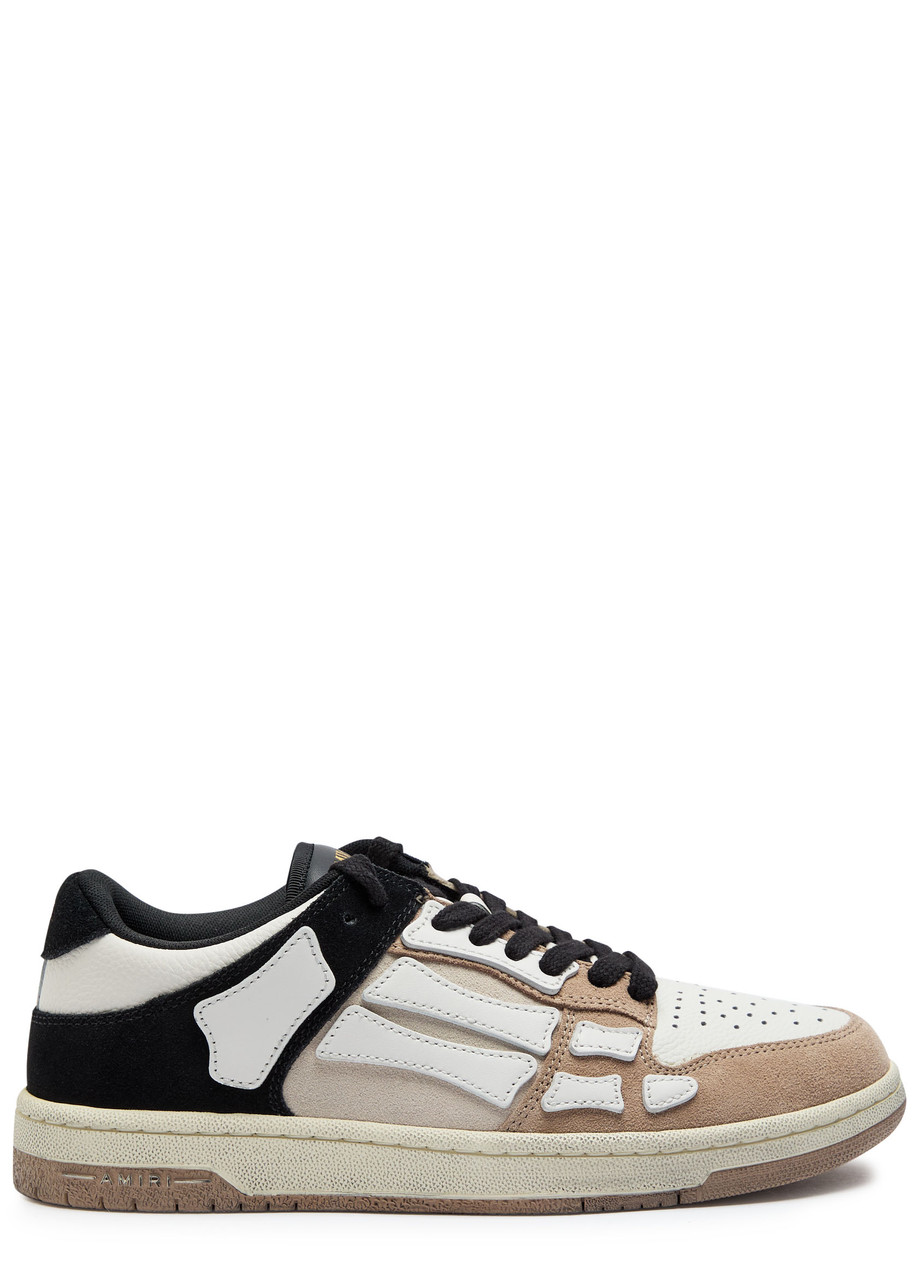 Amiri Skel Top Low Panelled Suede Sneakers In Black