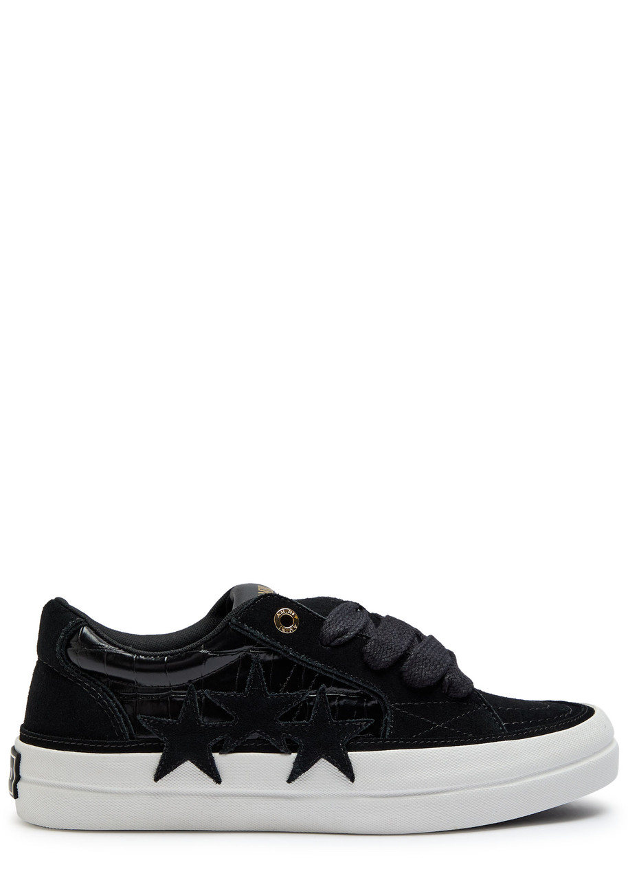 Amiri Sunset Skate Crocodile-effect Suede Sneakers In Black