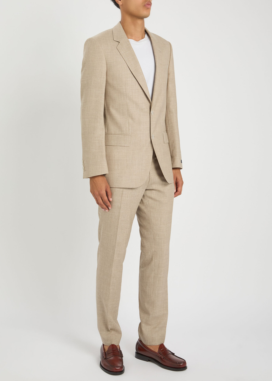 Hugo Boss Boss X David Beckham Melange Wool-blend Suit In Brown