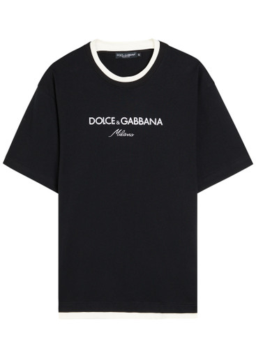 DOLCE & GABBANA Logo-embroidered cotton T-shirt | Harvey Nichols