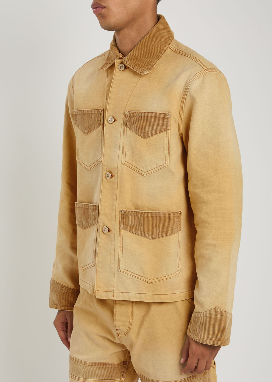 Wales Bonner Sierra Corduroy-panel Canvas Jacket In Neutral