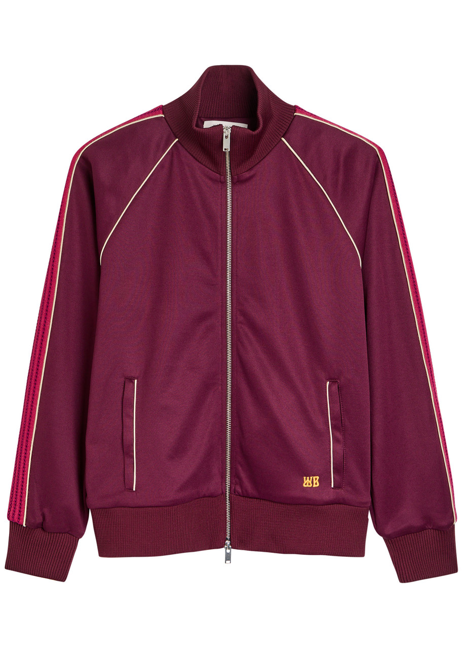 Wales Bonner Logo-embroidered Satin-jersey Track Jacket In Burgundy