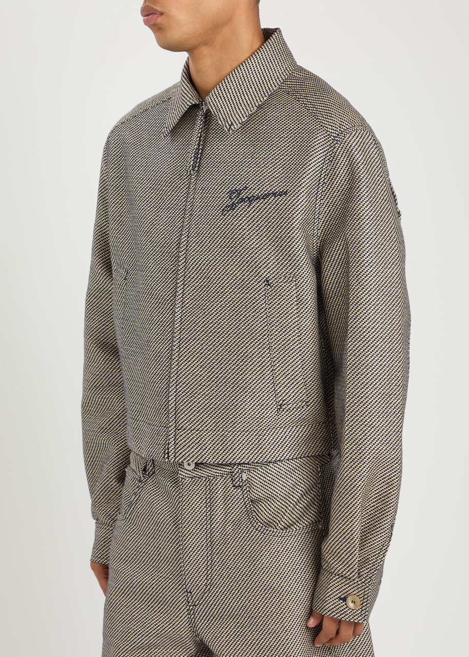 Jacquemus Mens Navy Canevas De-nimes Boxy-fit Canvas Jacket In Brown