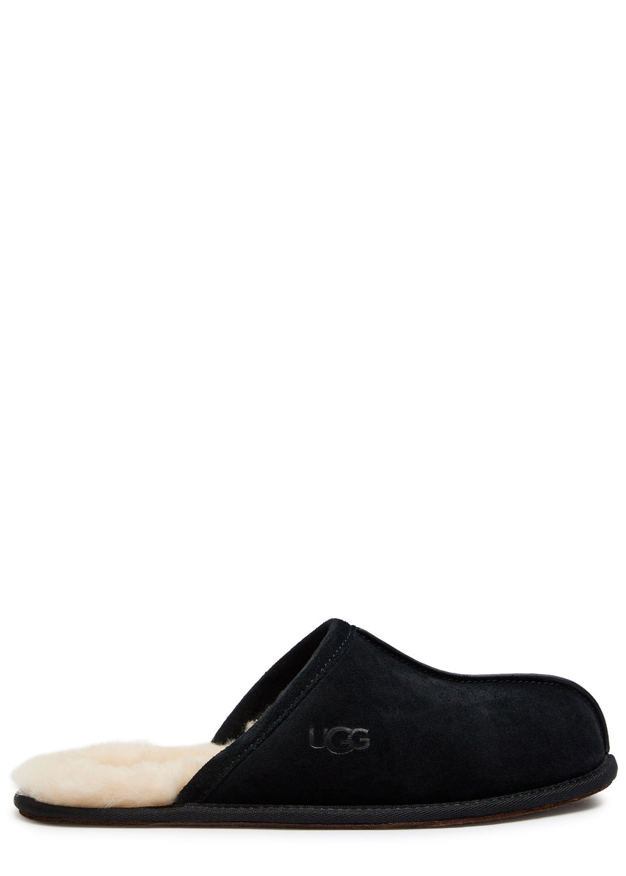 Ugg Mens Cushioned Footbed Suede Slide Slippers In Black