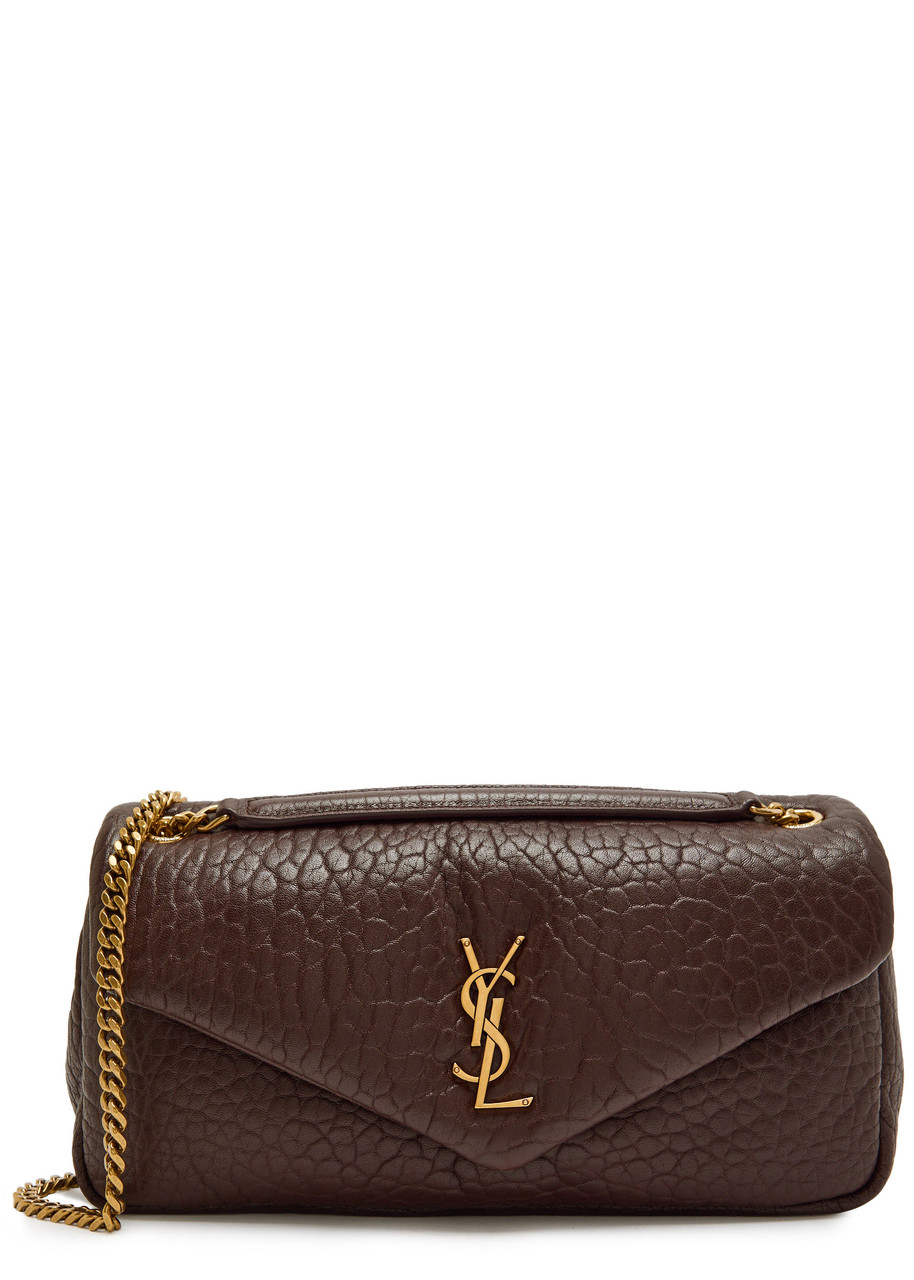 Saint Laurent Calypso Medium Pebbled Leather Shoulder Bag In Brown