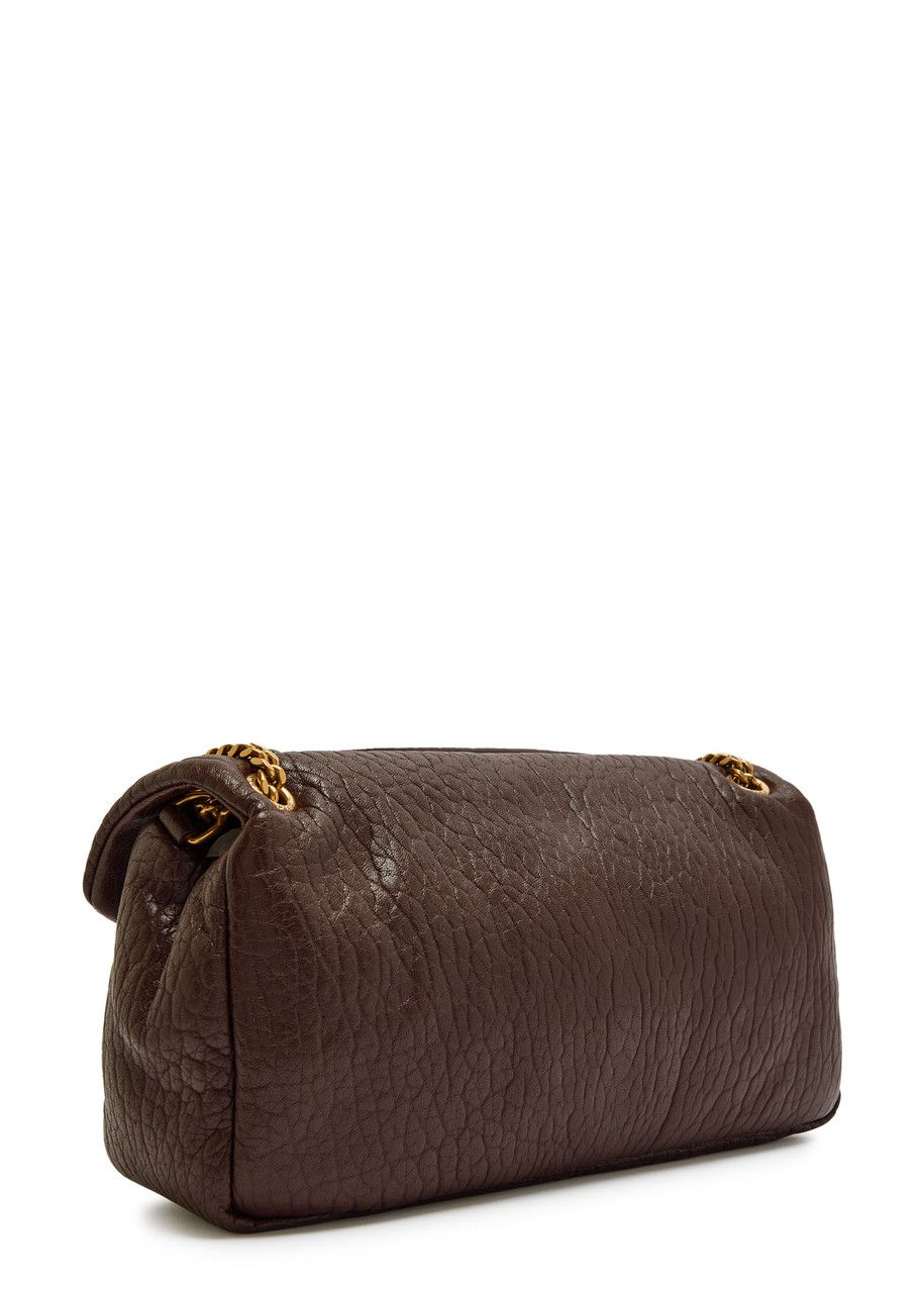 Saint Laurent Calypso Medium Pebbled Leather Shoulder Bag In Brown