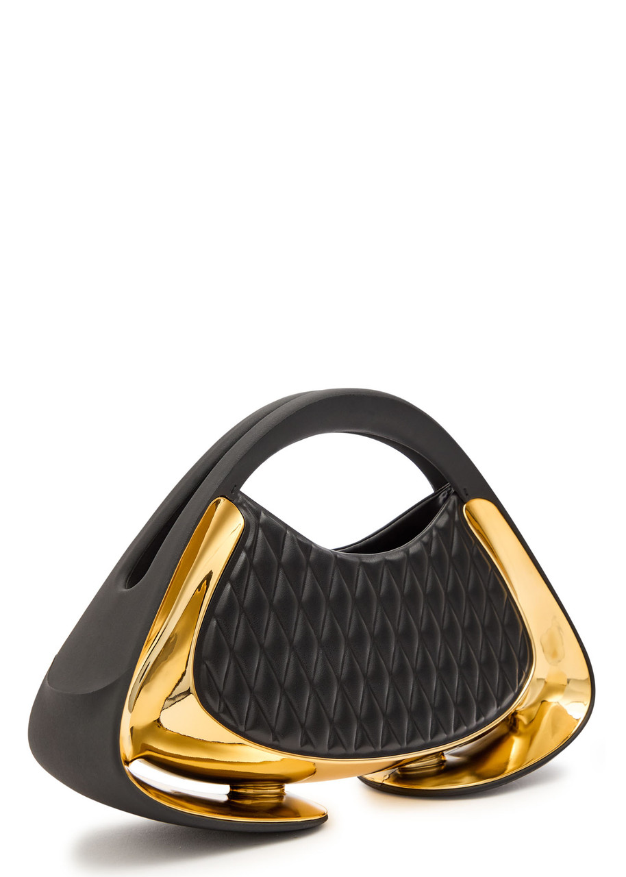 Balmain Jolie Madame Medium Quilted Faux Leather Top Handle Bag In Black