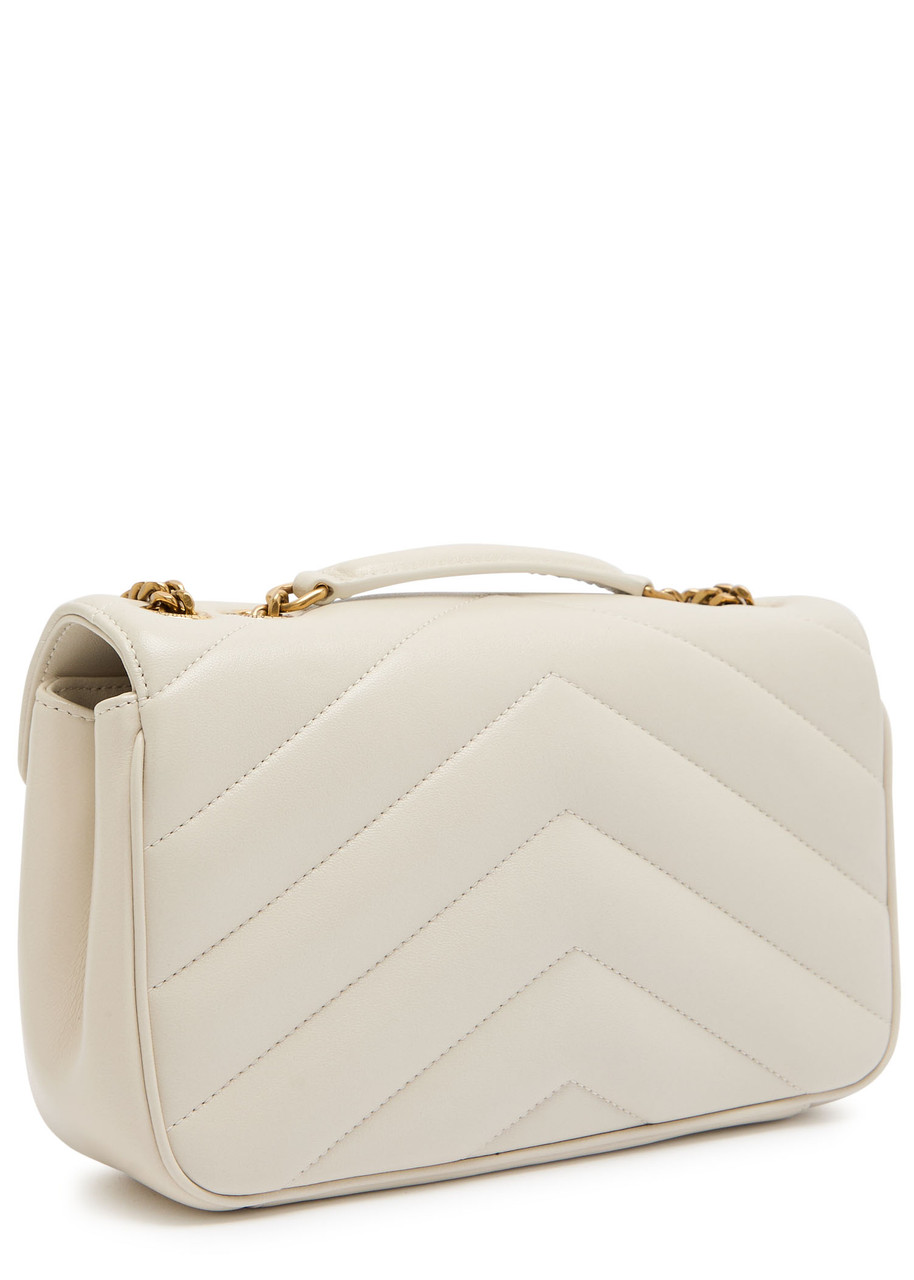 Saint Laurent Loulou Small Quilted Leather Shoulder Bag In White