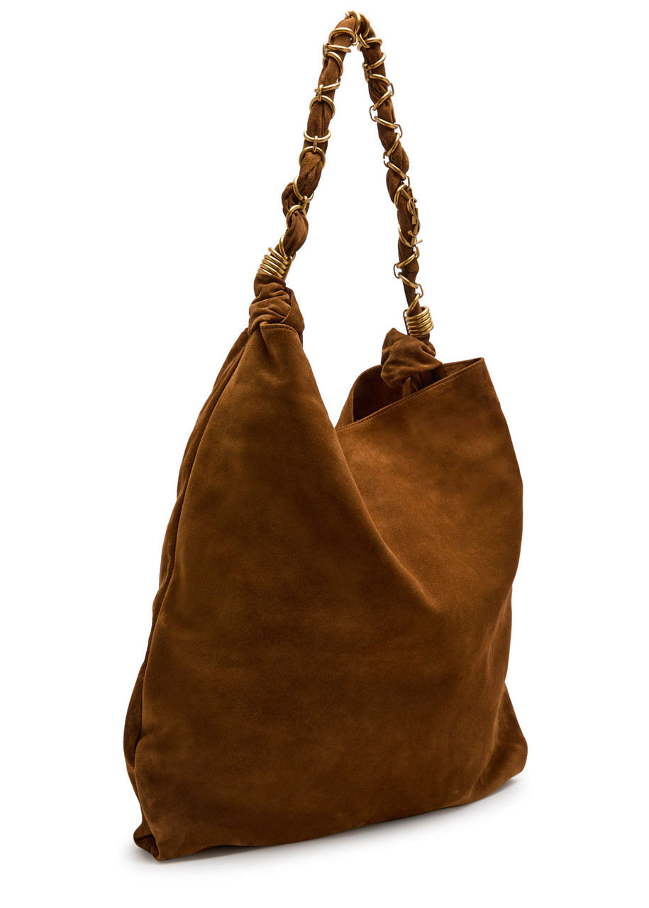 Saint Laurent Amalia Suede Tote In Brown