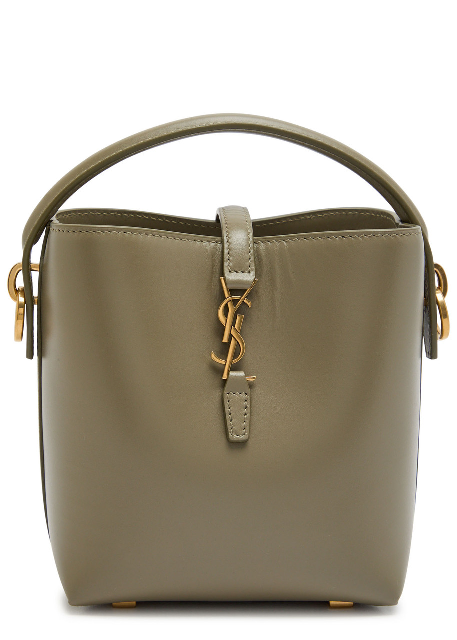 Saint Laurent Le 37 Mini Leather Bucket Bag In Green