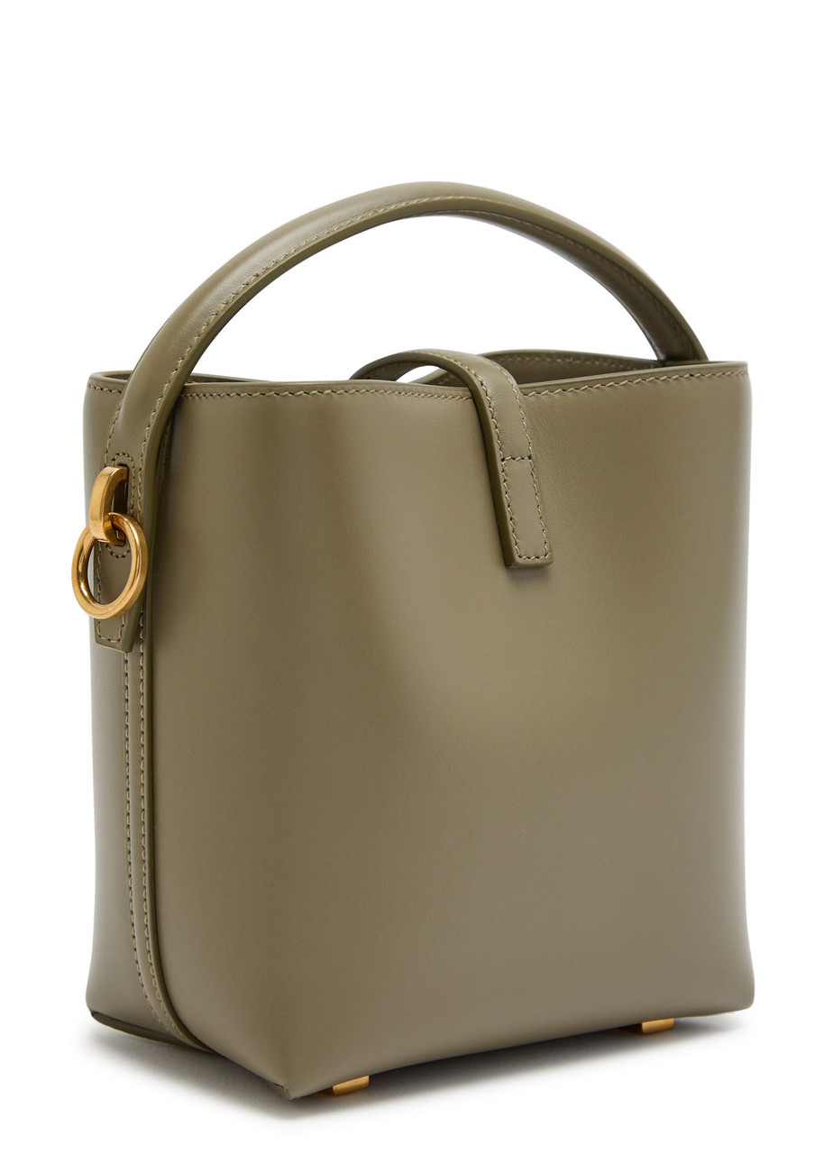 Saint Laurent Le 37 Mini Leather Bucket Bag In Green