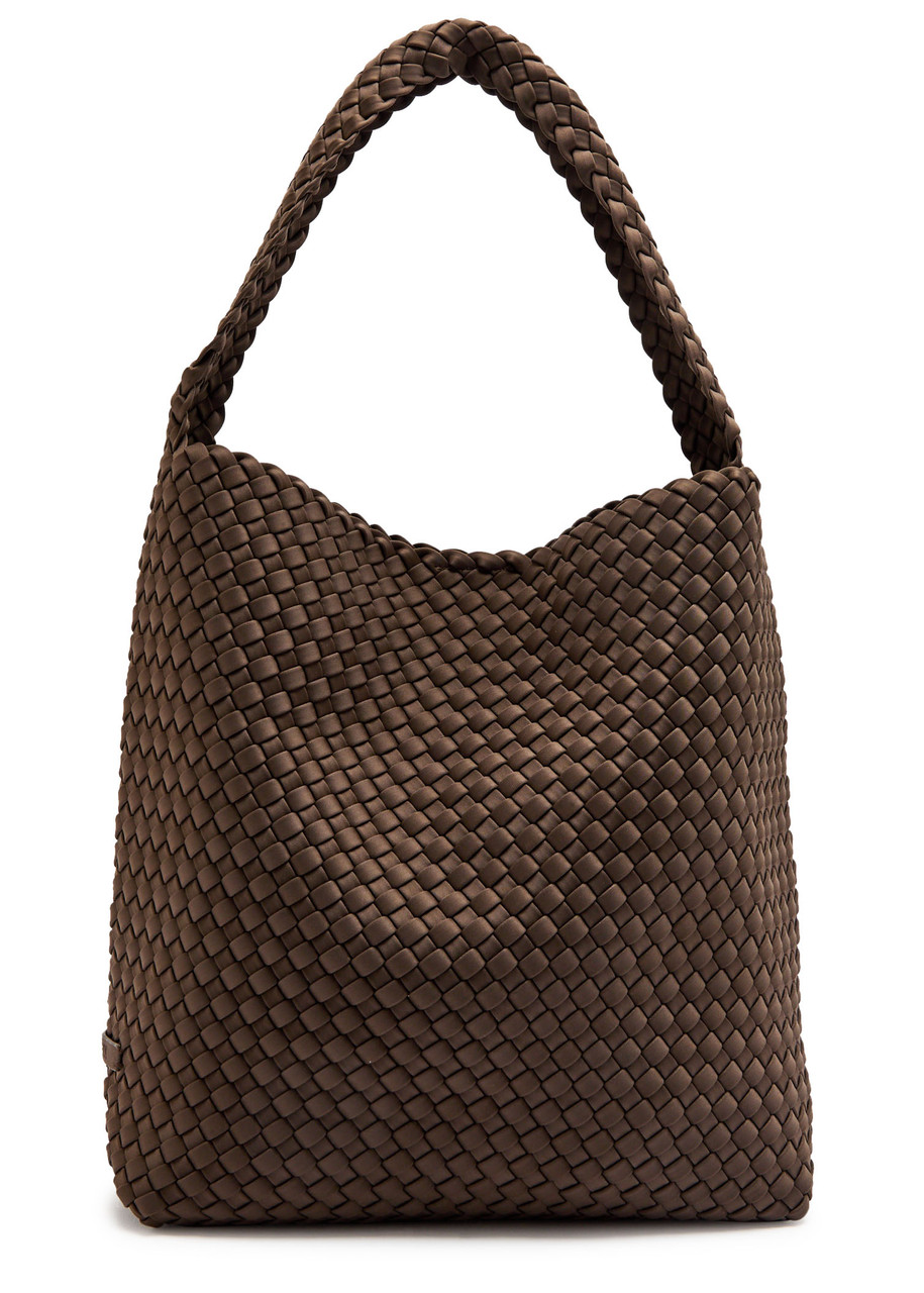 Naghedi Nomad Hobo Medium Woven Shoulder Bag In Brown