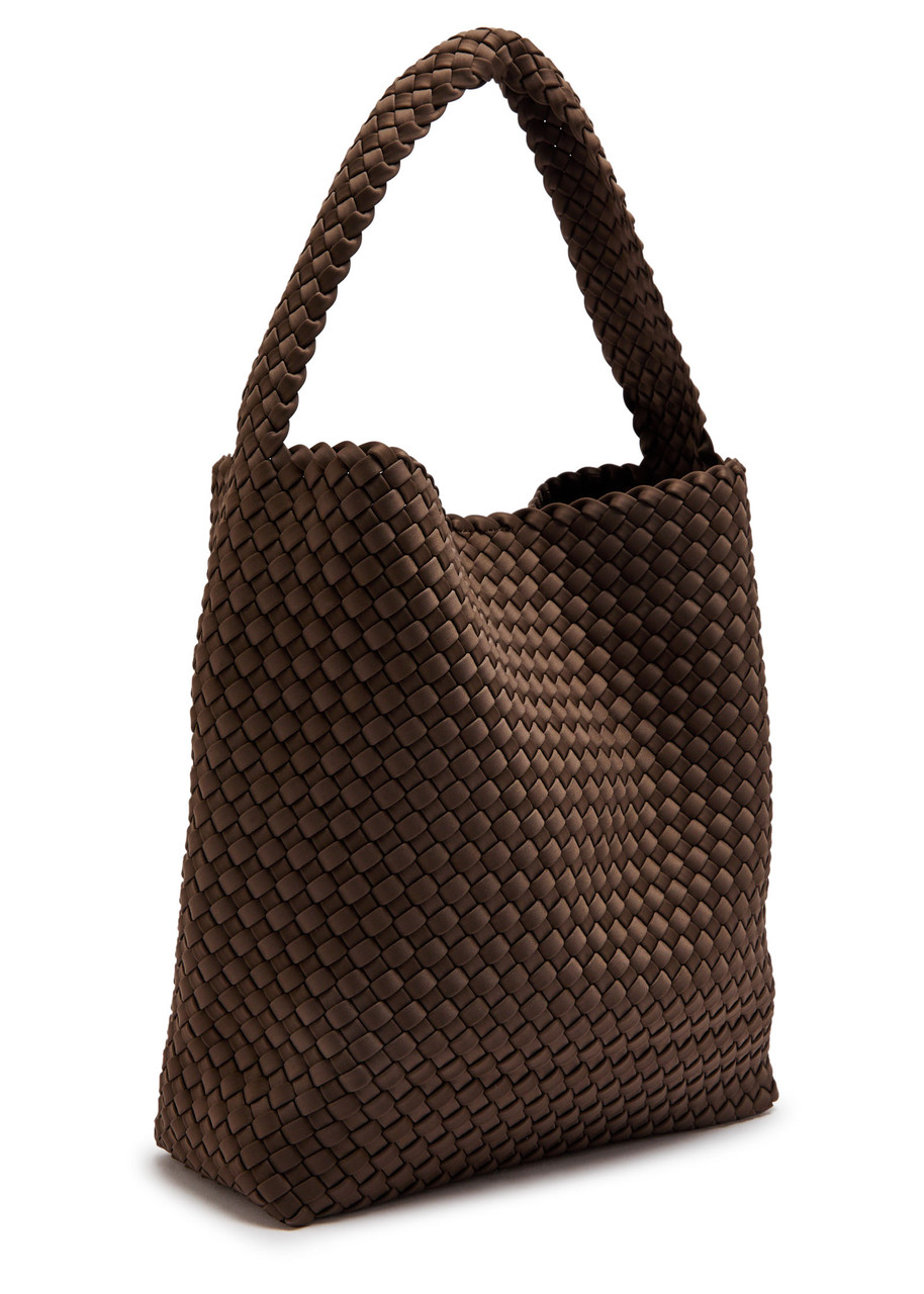 Naghedi Nomad Hobo Medium Woven Shoulder Bag In Brown