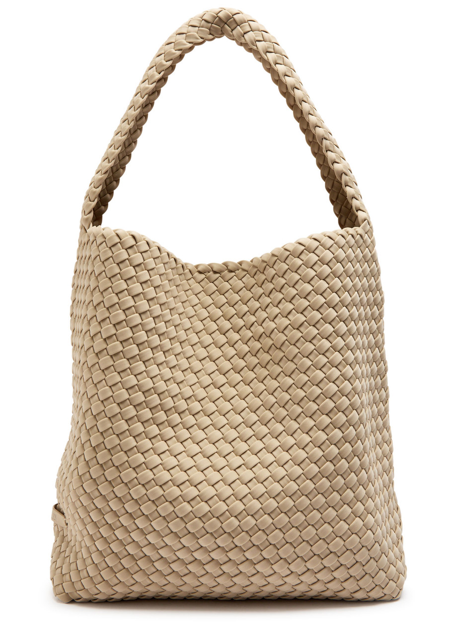 Naghedi Nomad Hobo Medium Woven Shoulder Bag In Sand