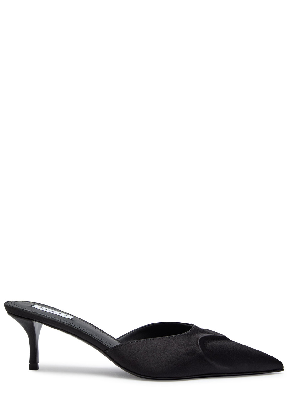 Alaïa Alaia Le Coeur Mule In Black Satin Women In Black
