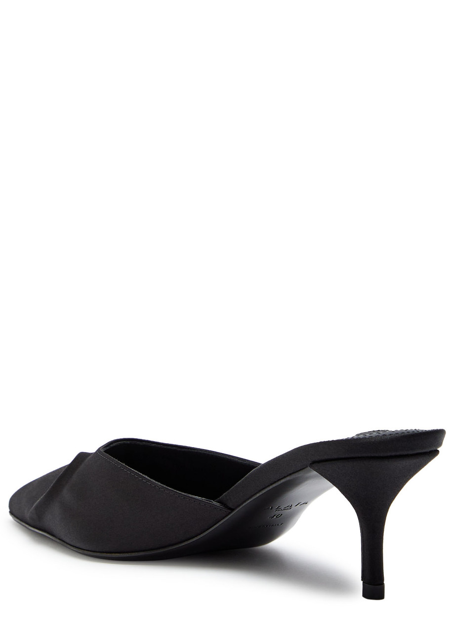 Alaïa Alaia Le Coeur Mule In Black Satin Women In Black