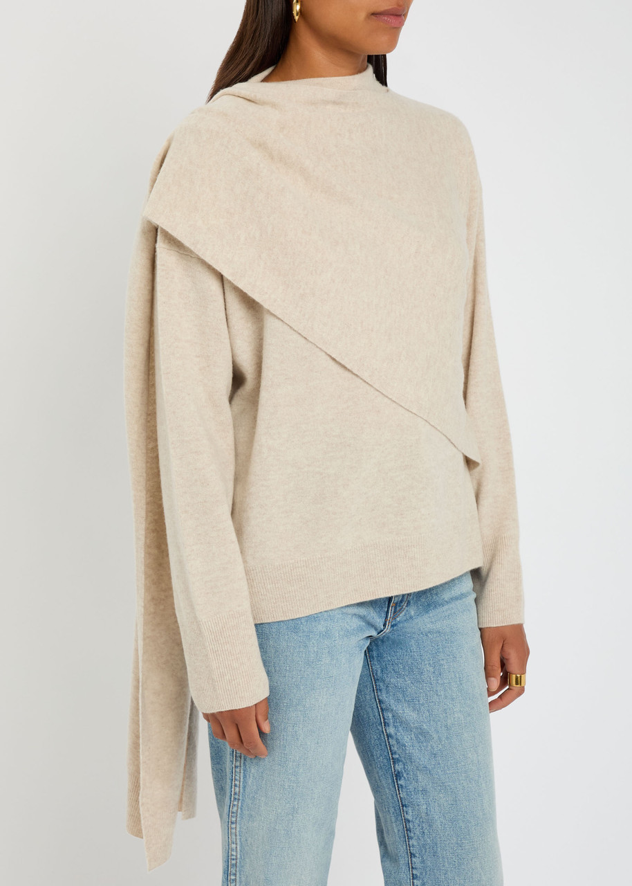 Vince Cape-effect Wool And Cashmere-blend Jumper In White