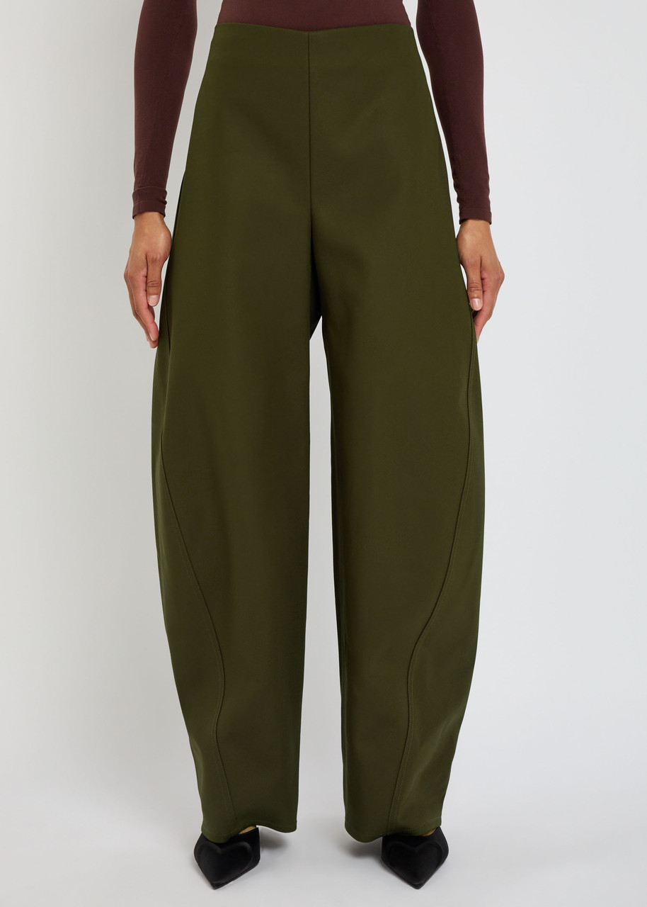 Alaïa Twisted Barrel-leg Cotton Trousers In Green