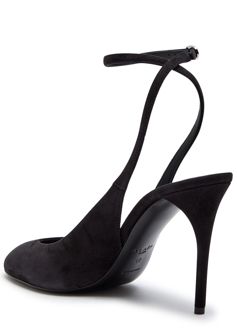  Alaïa Decollete 90 Suede Slingback Pumps - Black 