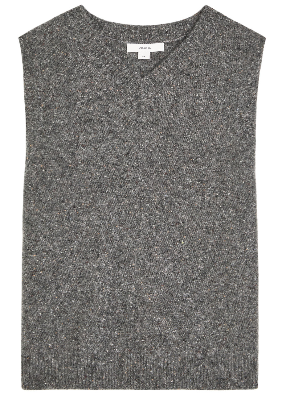Vince Donegal Boiled Cashmere Sweater Vest In Gray