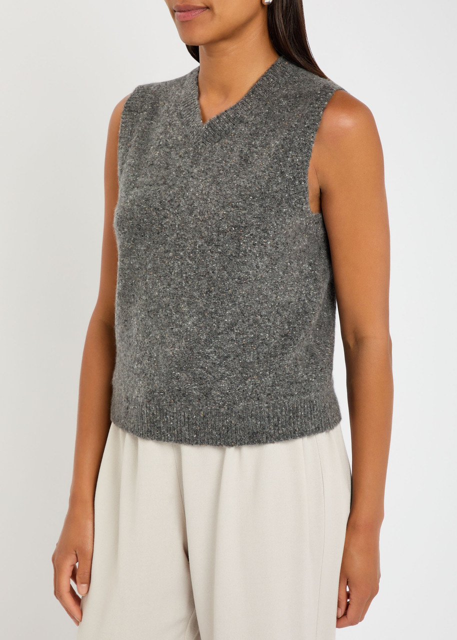 Vince Donegal Boiled Cashmere Sweater Vest In Gray