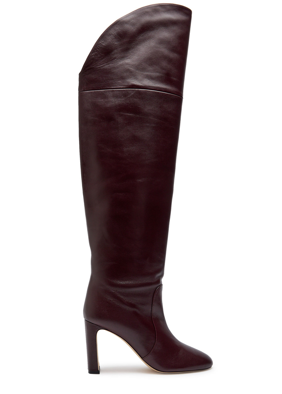Stuart Weitzman Babette Tubo 85 Leather Over-the-knee Boots In Burgundy