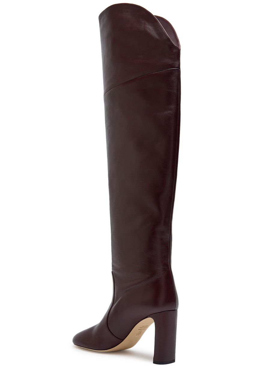 Stuart Weitzman Babette Tubo 85 Leather Over-the-knee Boots In Burgundy