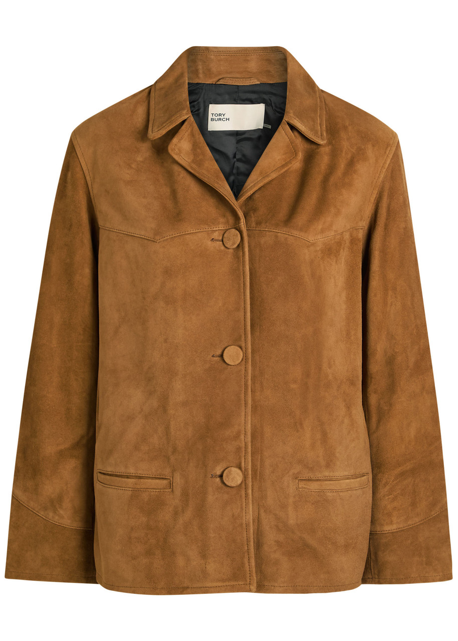 Tory Burch Panelled Suede Jacket In Brown