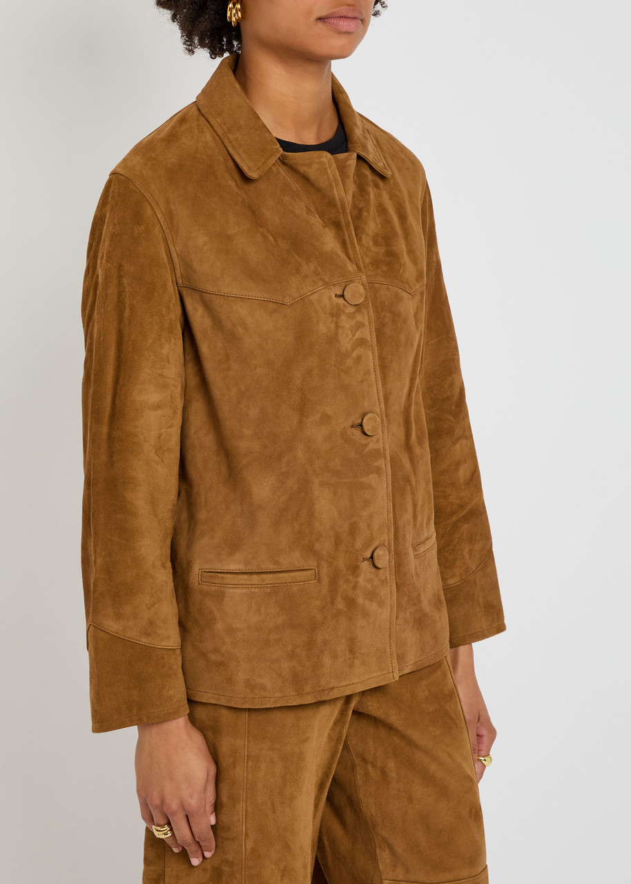 Tory Burch Panelled Suede Jacket In Brown