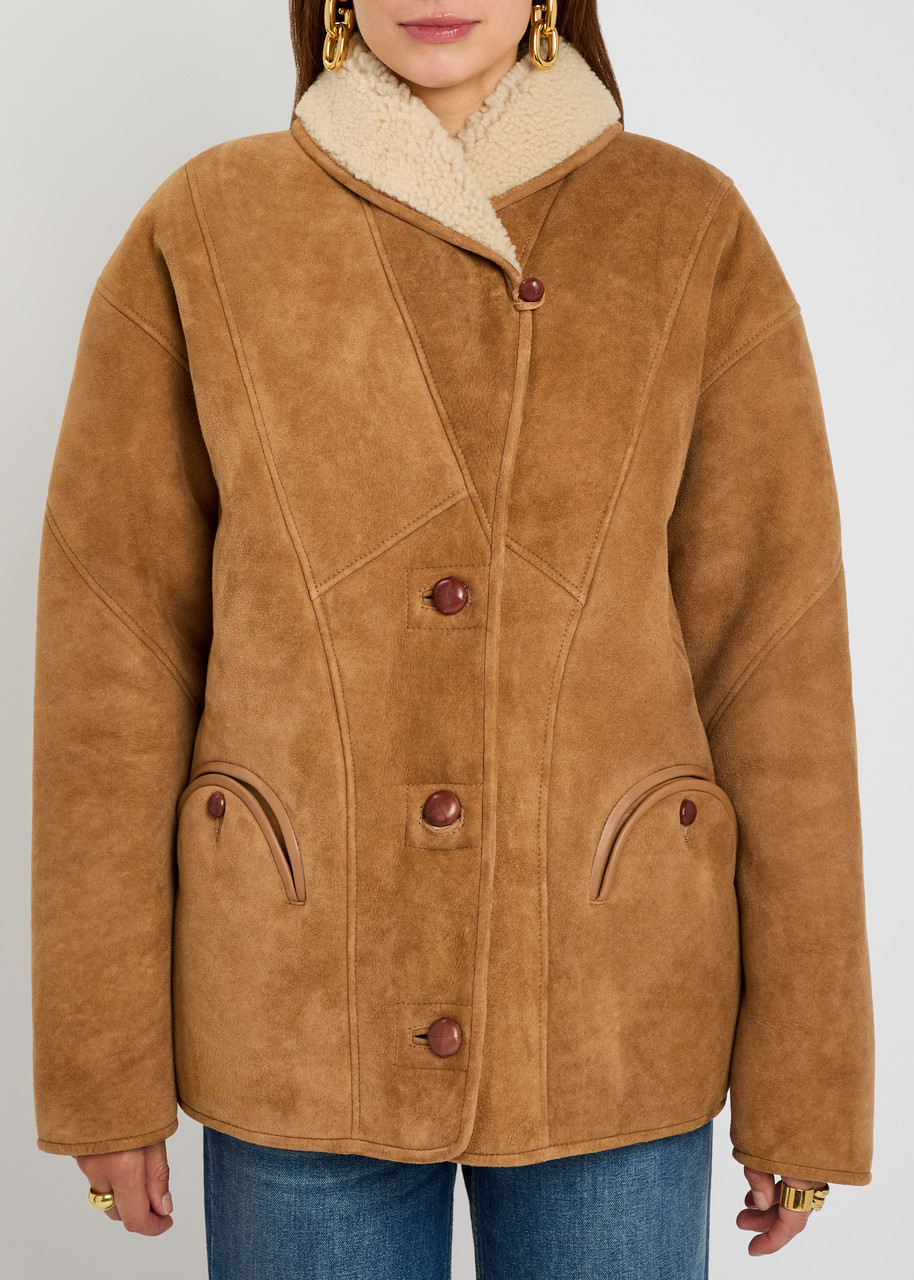 Blazé Milano Blaze Milano Tatoosh Hooded Panelled Suede Coat In Brown