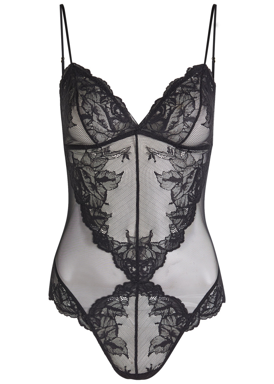 Wacoal Vivid Attraction Tulle Bodysuit In Black