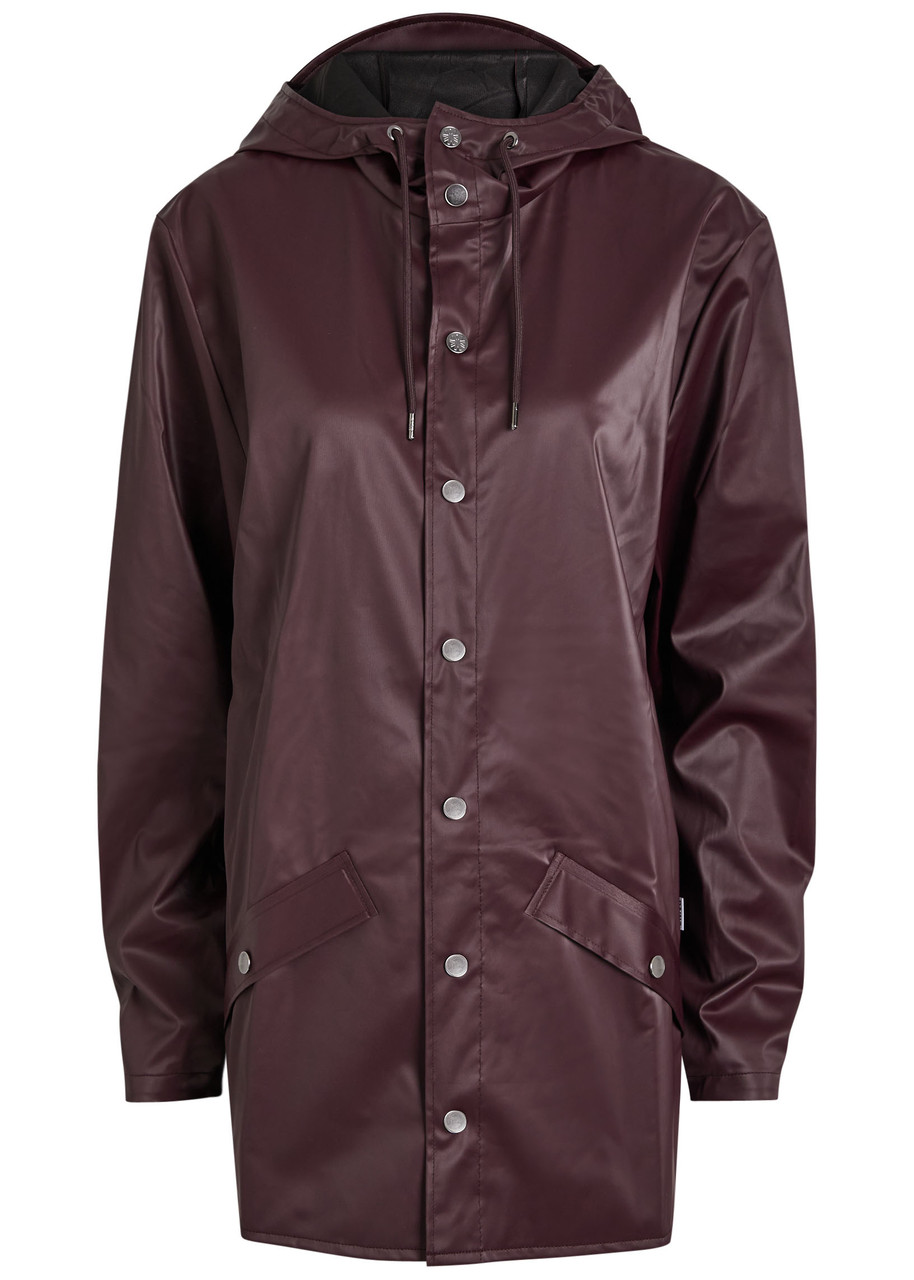 Rains W3 Hooded Rubberised Jacket In Burgundy