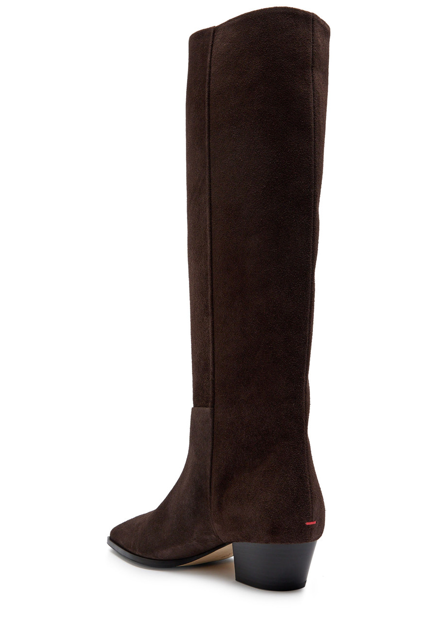 Aeyde Knee-high Suede Block Heel Boots In Brown