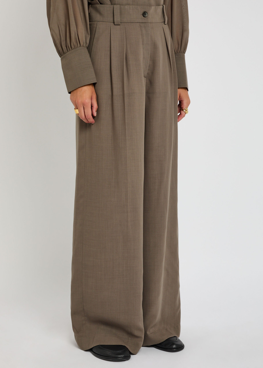 Joseph Forest Wide-leg Wool-blend Trousers In Gray