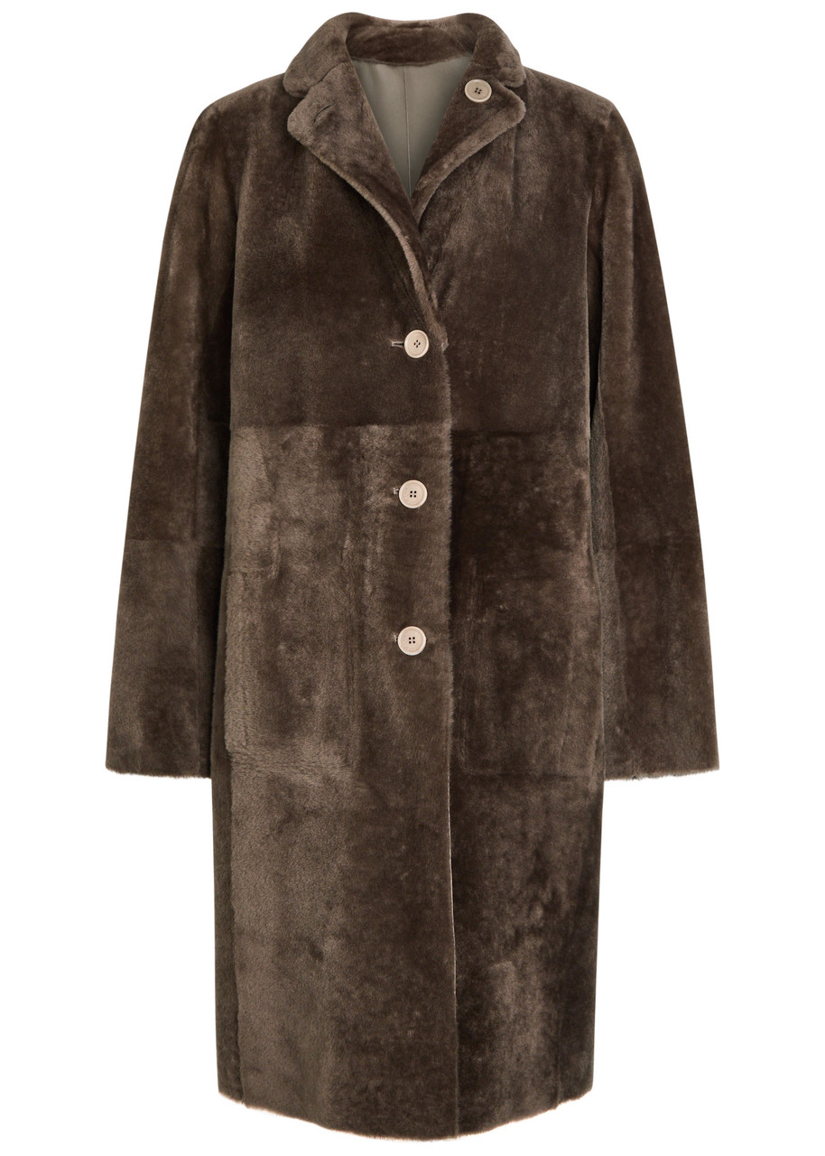 Joseph Britanny Reversible Leather And Shearling Coat In Brown