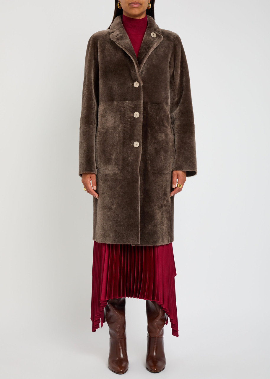 Joseph Britanny Reversible Leather And Shearling Coat In Brown