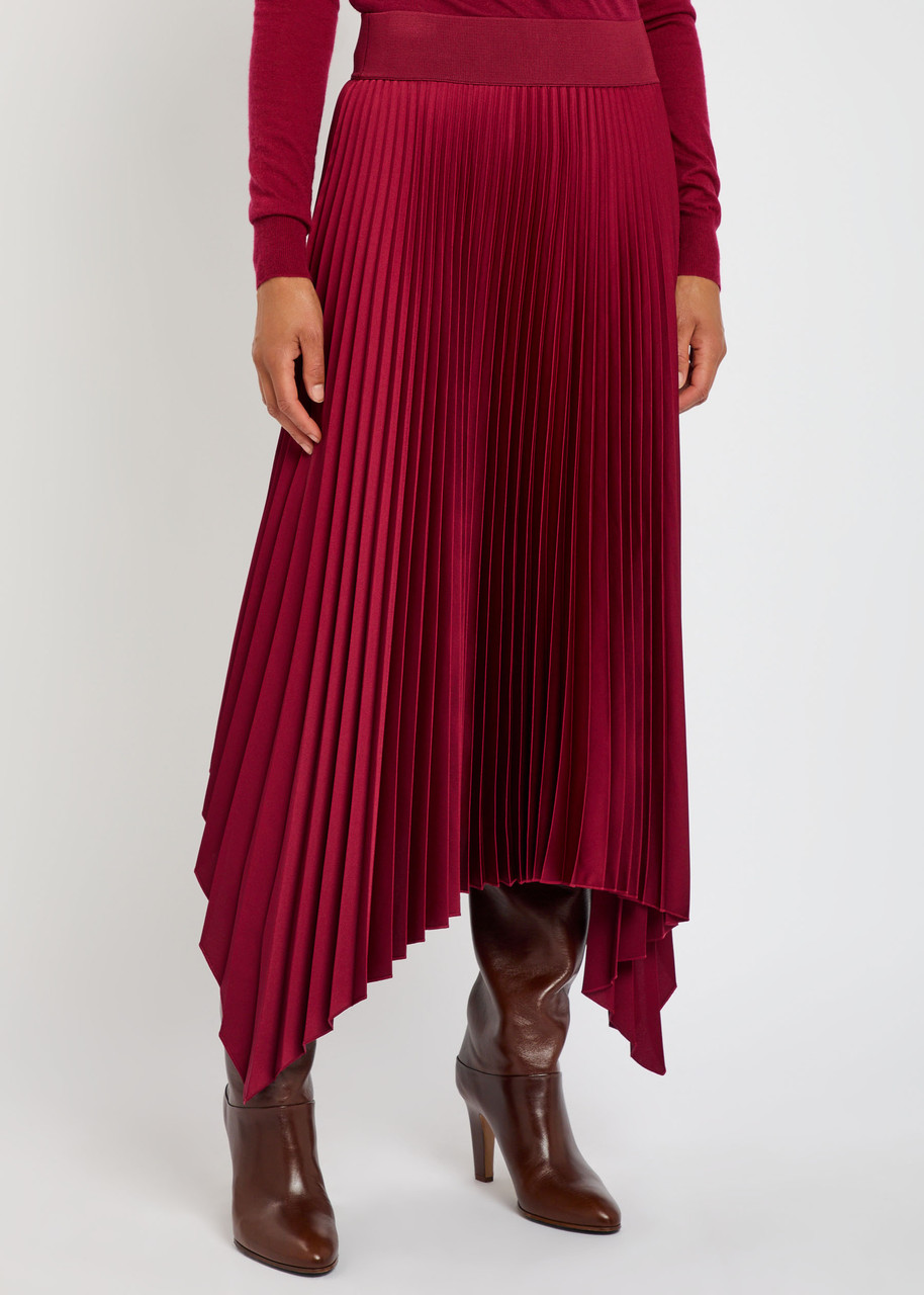 Joseph Pleated Asymmetric-hem Skirt In Red