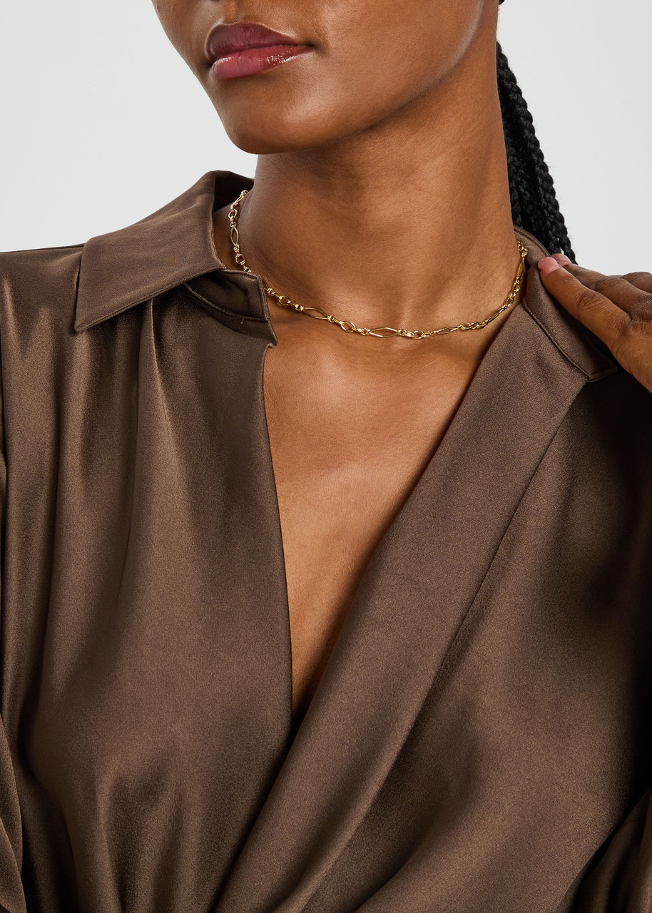 Laura Vann Vintage Link 18kt Gold-plated Necklace In Brown
