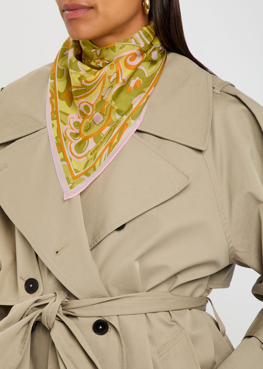  Coach Andrea Patterned Silk Triangle Scarf - Yellow - One Size 