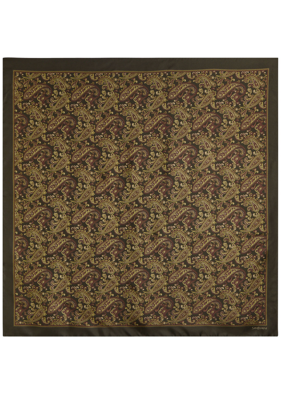 Saint Laurent Carre Paisley-print Silk Scarf - Green - One Size