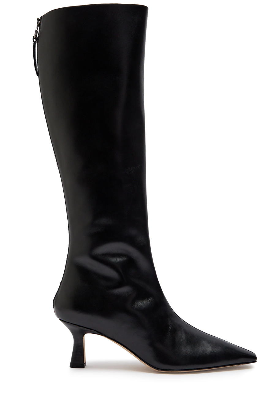 Aeyde Leather Zip-fastening Knee-high Boots In Black