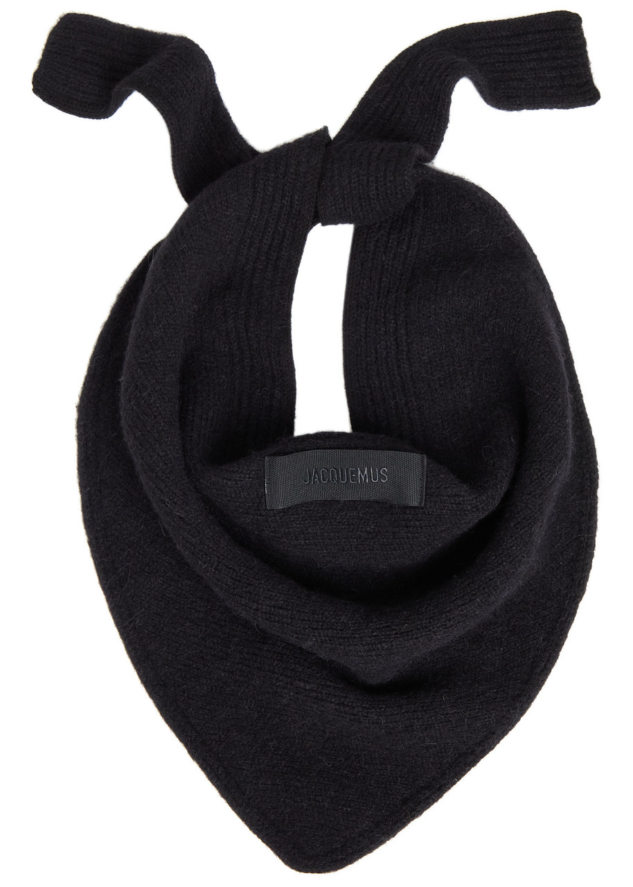 Jacquemus Le Chale Gros Grain Alpaca-blend Scarf In Black