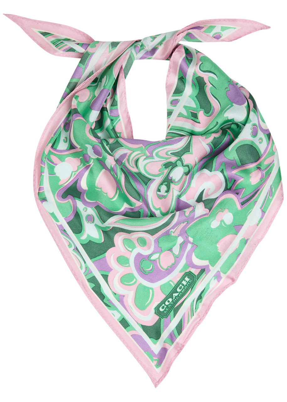 Coach Andrea Patterned Silk Triangle Scarf In Multi