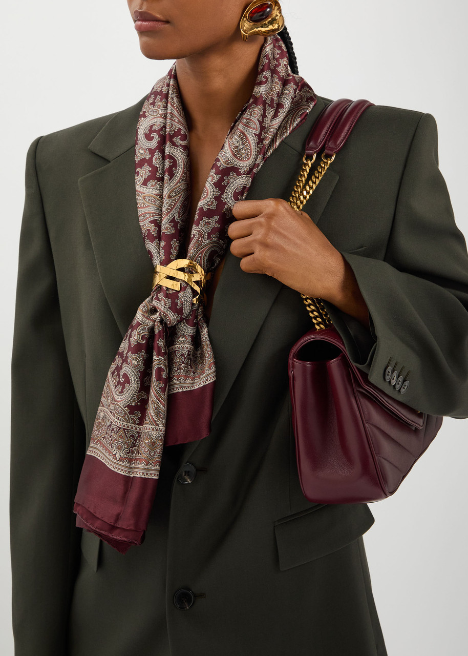 Saint Laurent Grand Carre Paisley-print Silk Scarf In Burgundy