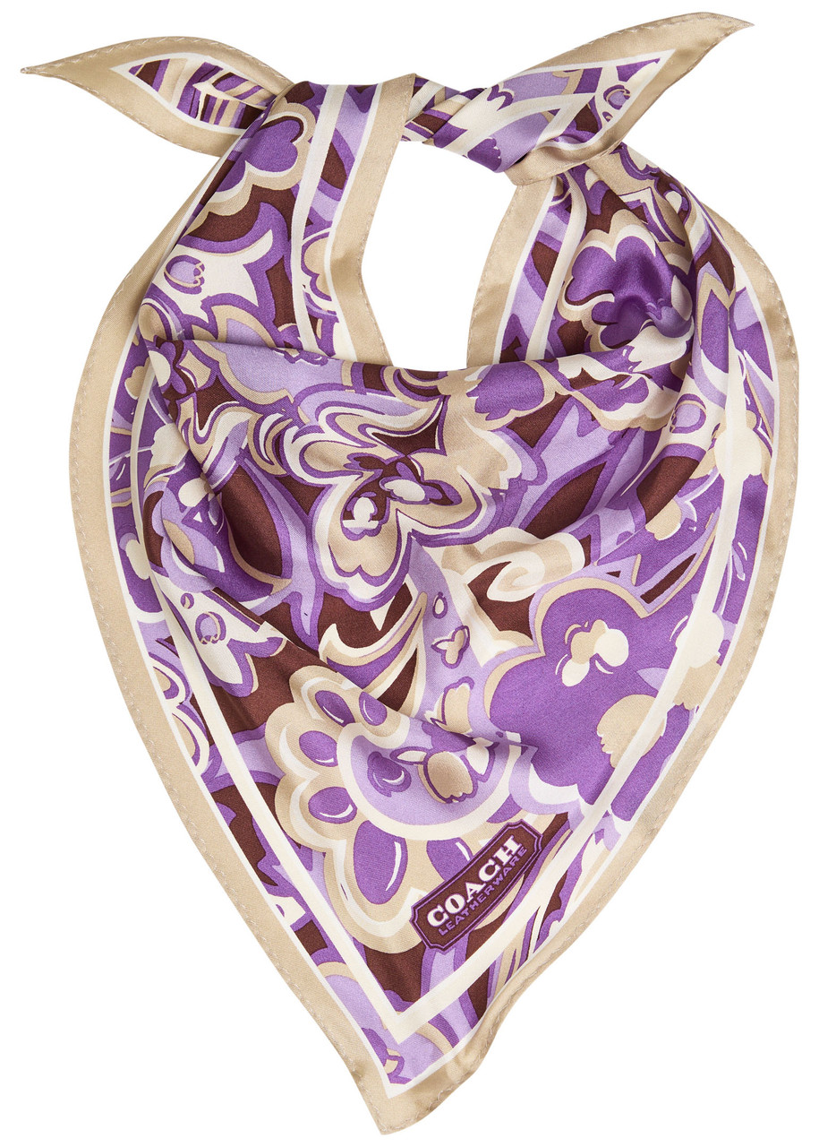 Coach Andrea Patterned Silk Triangle Scarf In Multi
