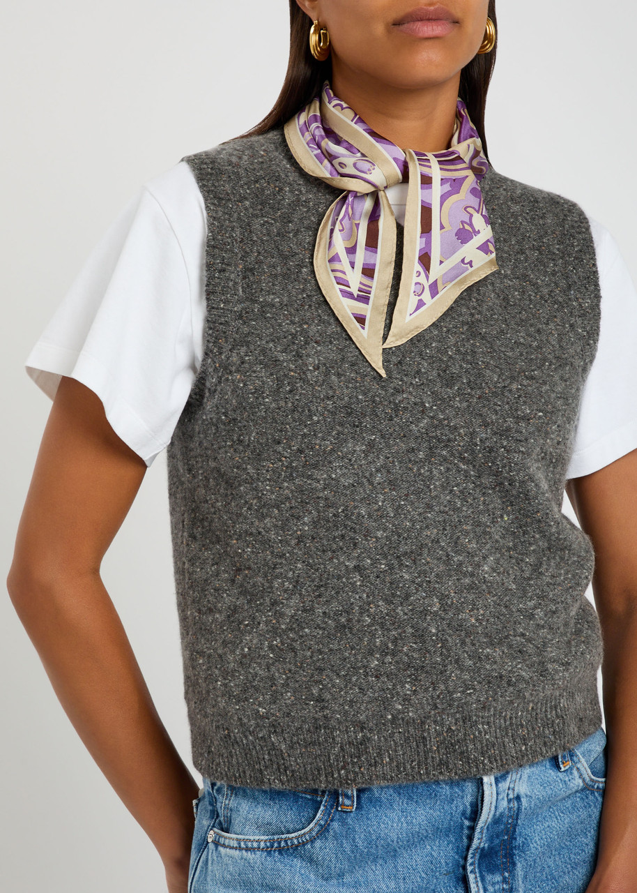 Coach Andrea Patterned Silk Triangle Scarf In Multi