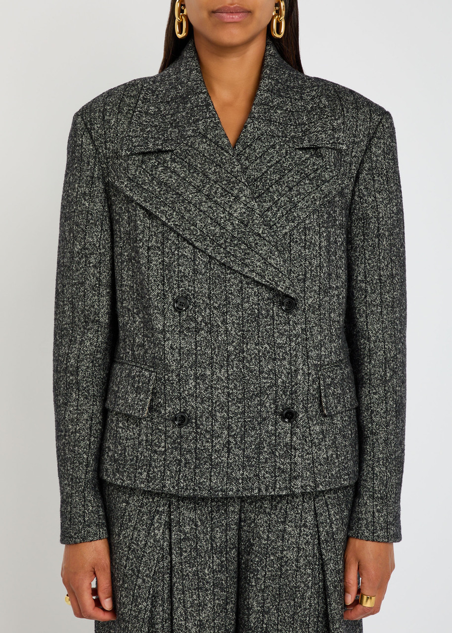 Dolce & Gabbana Pinstriped Wool-blend Double-breasted Jacket In Black